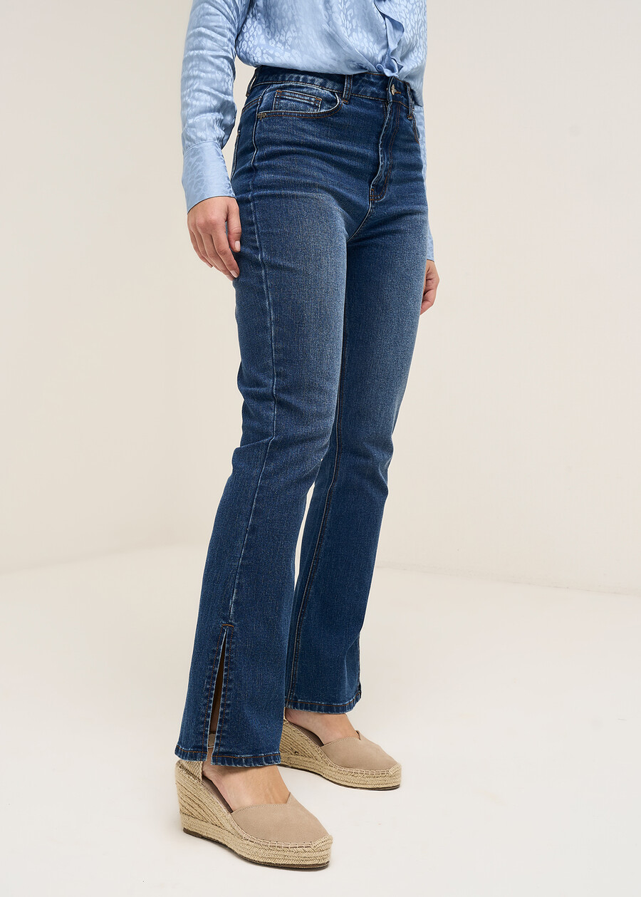 Cindy 5-pocket flare jeans with slit DENIM MEDIUM DENIM Woman , image number 4