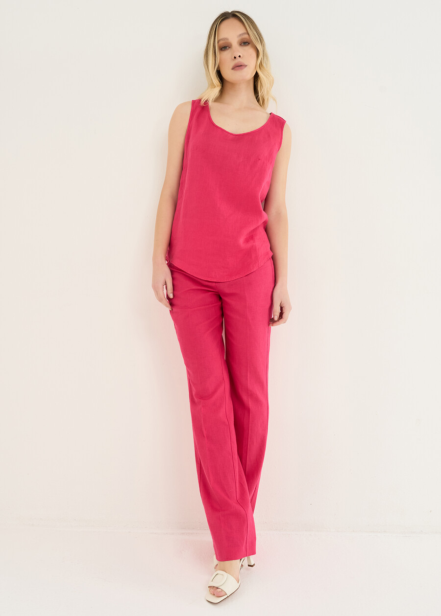 Titan linen and cotton tank top VERDEBLUROSA FUCSIABLU Woman , image number 4