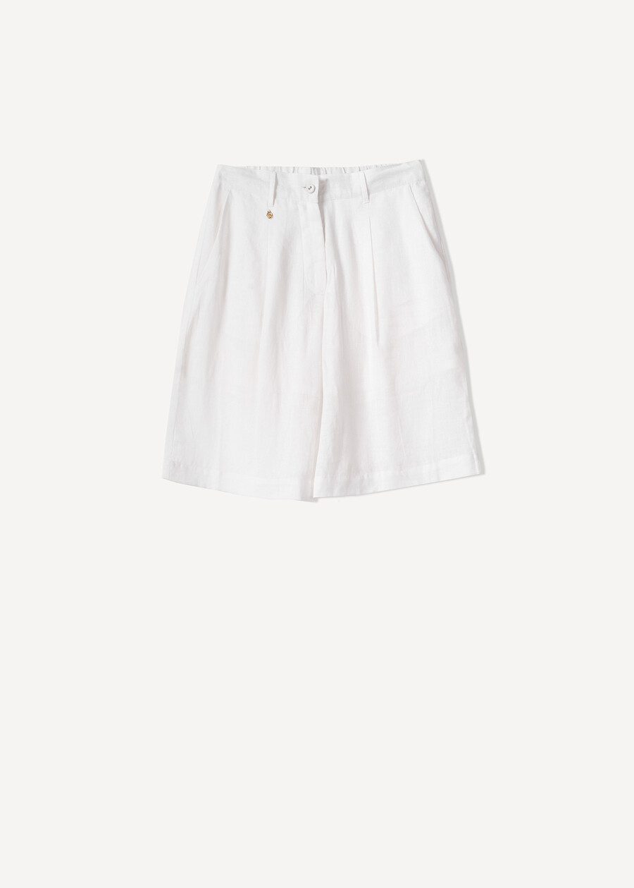Barth linen and Lyocell bermuda MARRONEBIANCO WHITE Woman , image number 5
