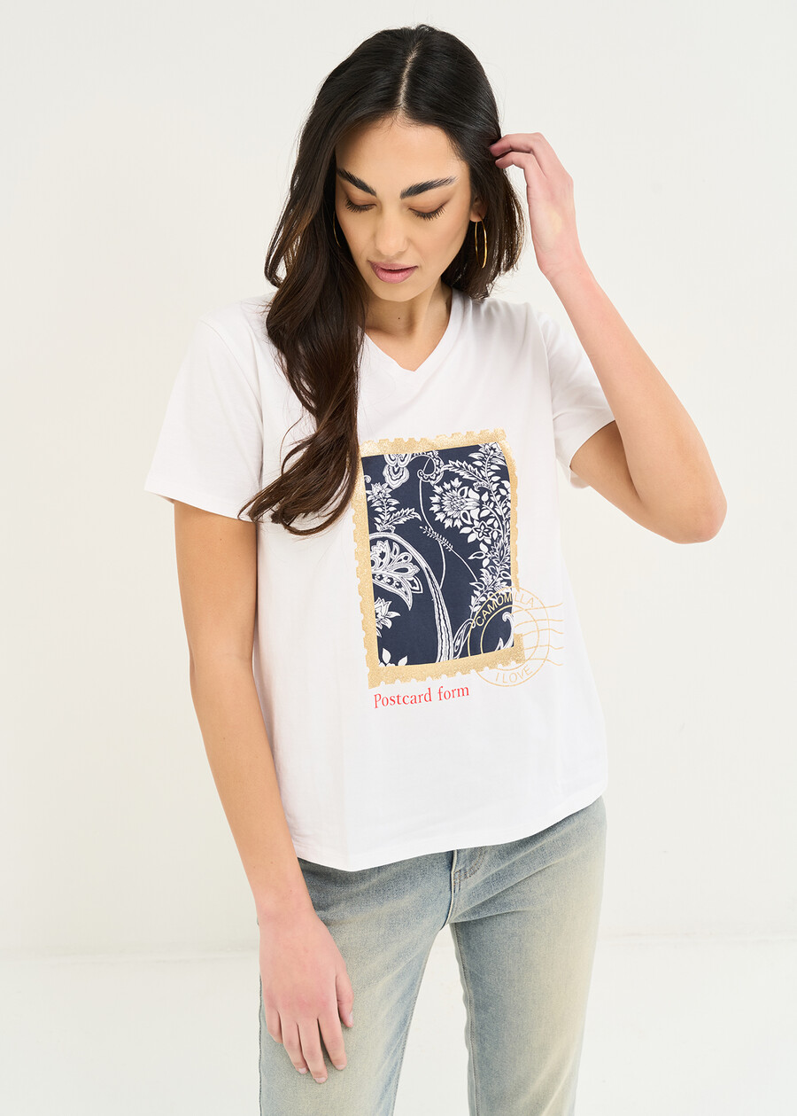 Smokey postcard print T-shirt BIANCO WHITE Woman , image number 1