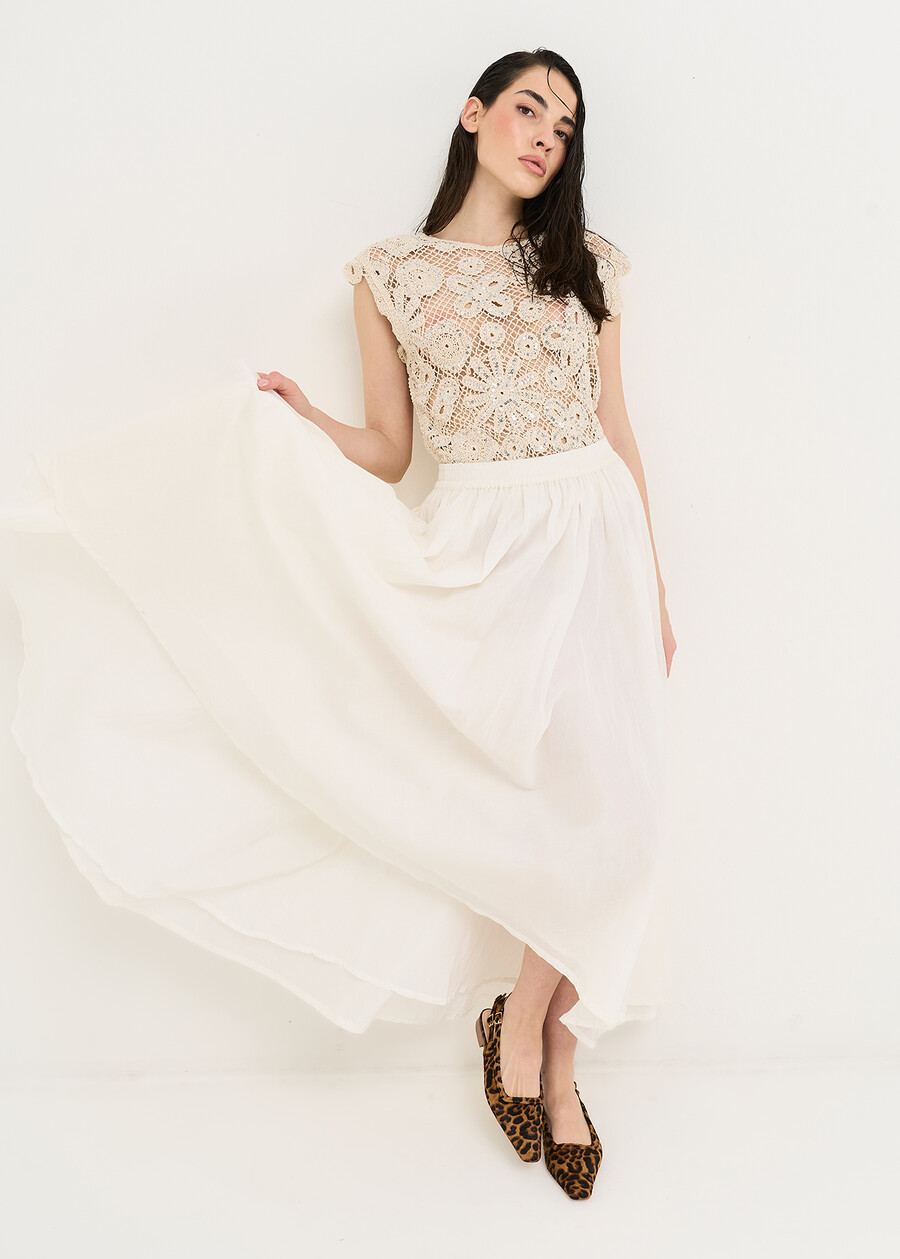 Gledis long cotton skirt BIANCO WHITE Woman , image number 1