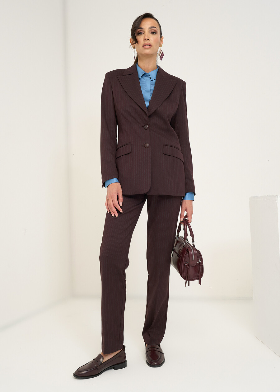 Alice striped slim-fit trousers MARRONE MOKA Woman , image number 1