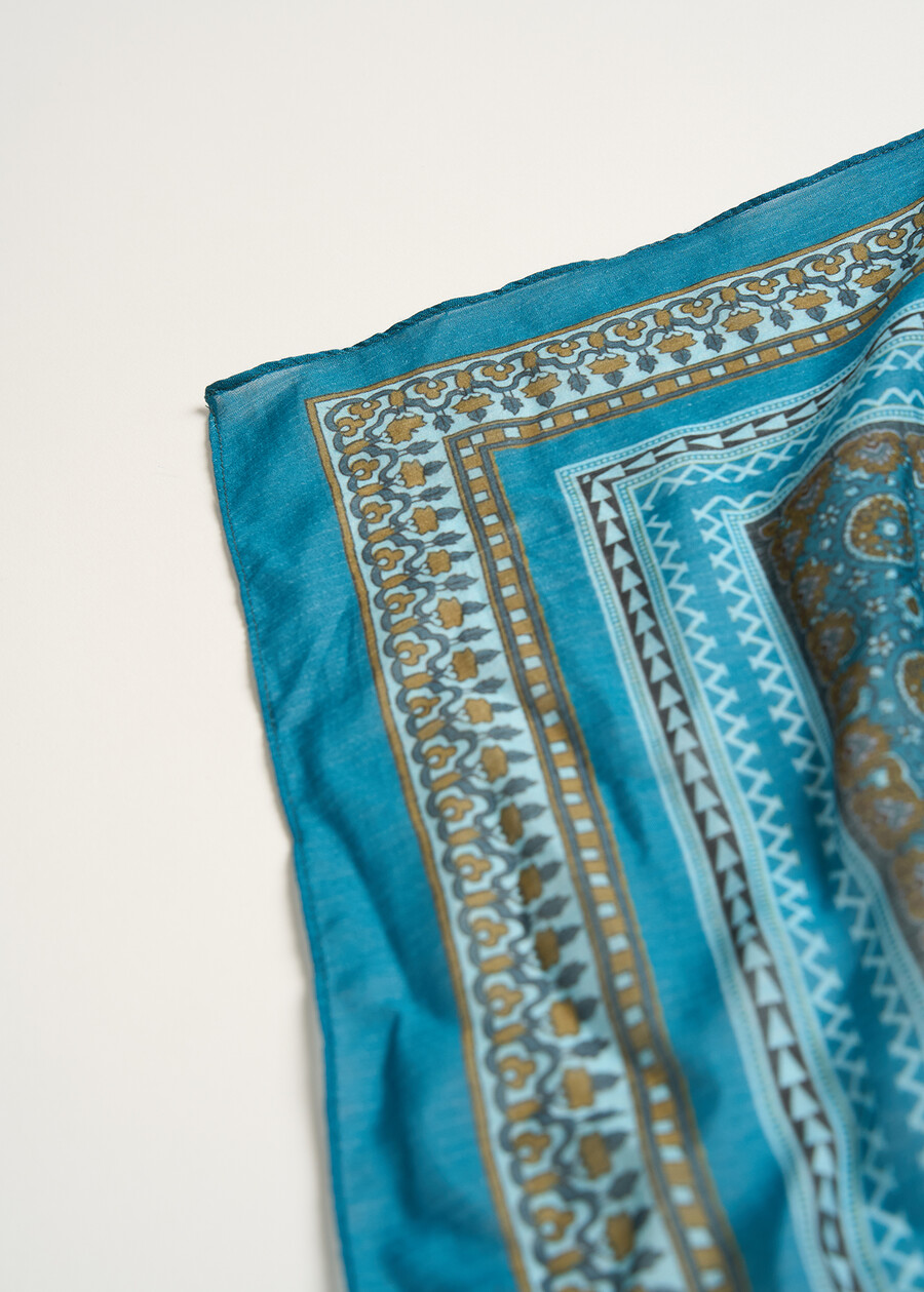 Selma block print scarf VERDEMARRONEBLU Woman , image number 3