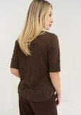 Skyper linen V-neck T-shirt BEIGEMARRONEBIANCO WHITE Woman image number 3