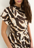 Ares printed rayon midi dress MARRONE Woman image number 3