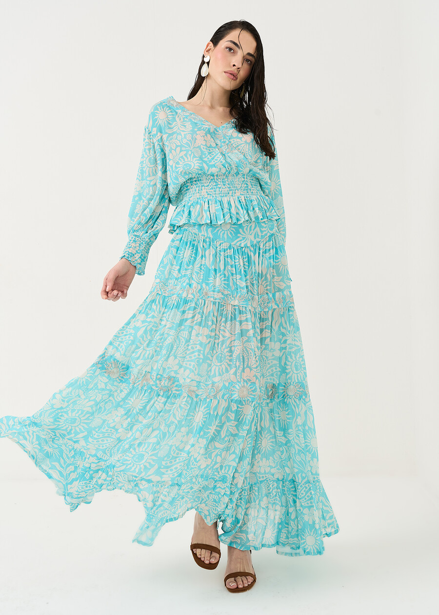 Garcia tiered long skirt AZZURO AZZURRO Woman , image number 1