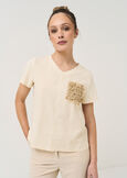 Sallie T-shirt with lurex pocket BEIGE Woman image number 1