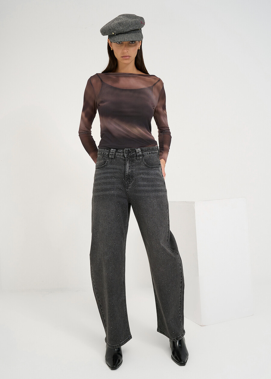 Sweety mesh top with inner top GRIGIO GREY Woman , image number 5
