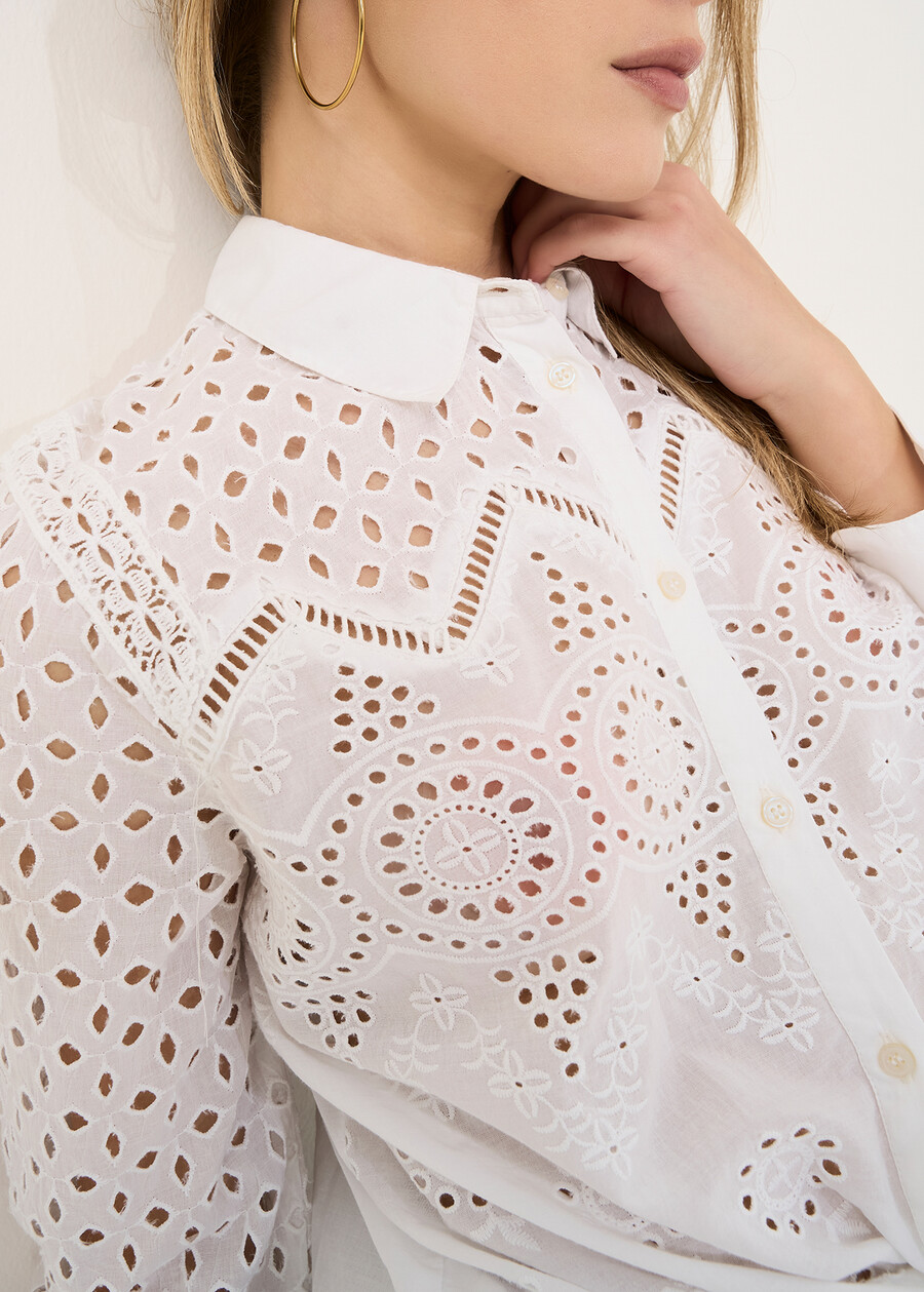 Callas Broderie Anglaise shirt BIANCO WHITE Woman , image number 3
