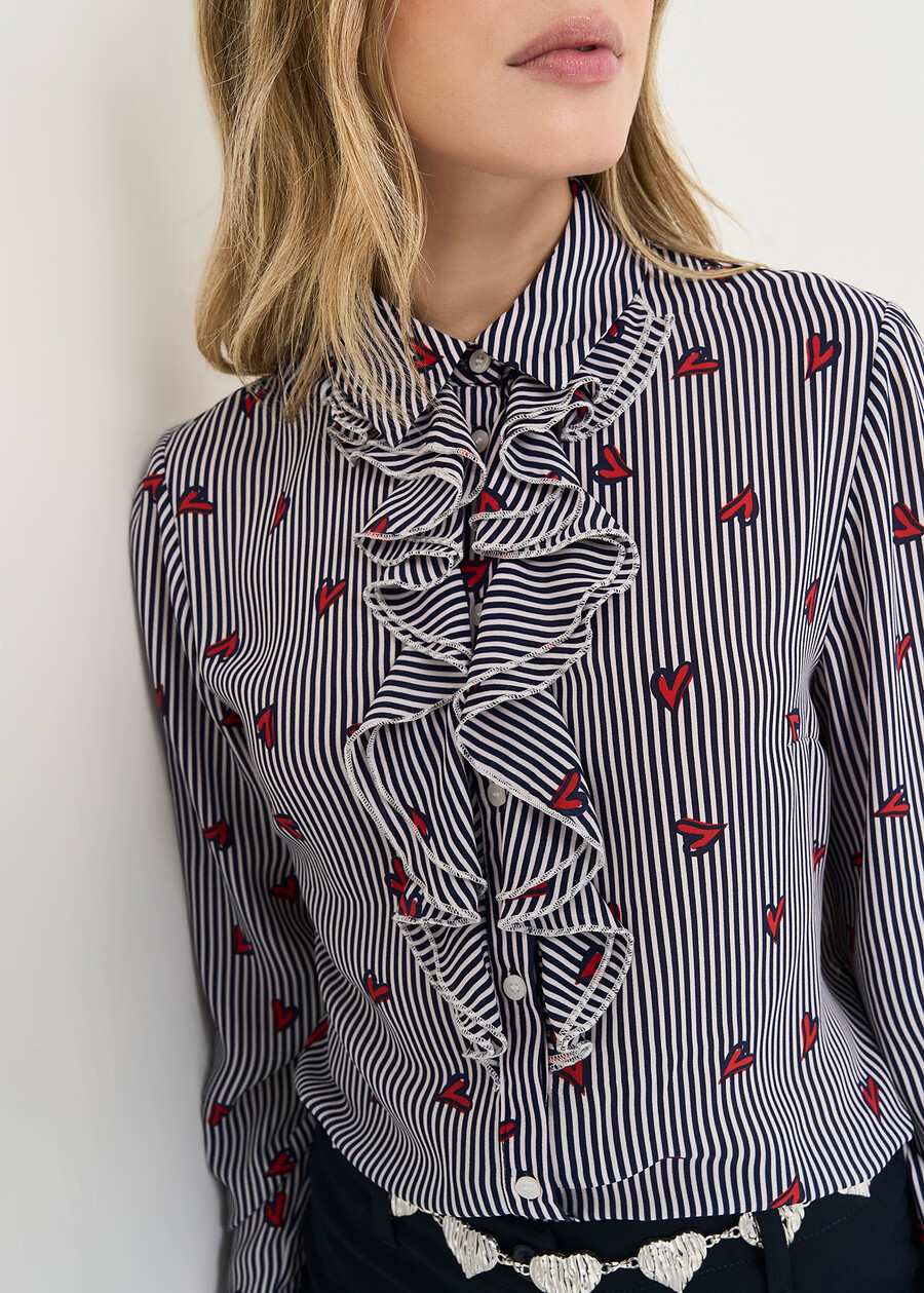 Clarence heart print shirt BLU Woman , image number 2