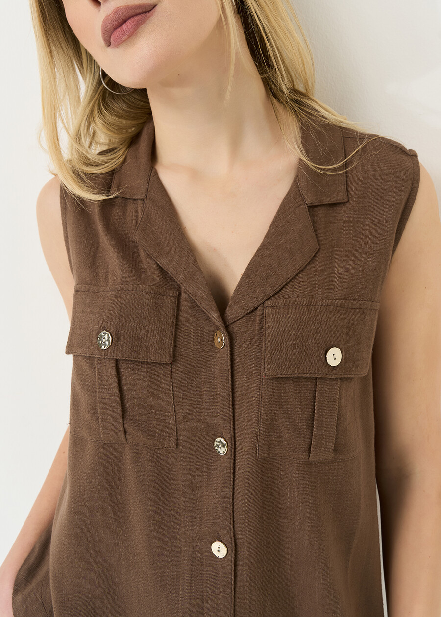 Tonny sleeveless shirt-style top MARRONE Woman , image number 2