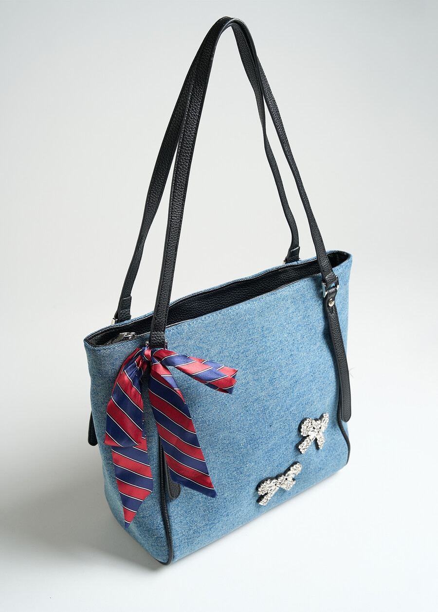 Bely denim rhinestone shopper CELESTE POLVERE Woman , image number 1