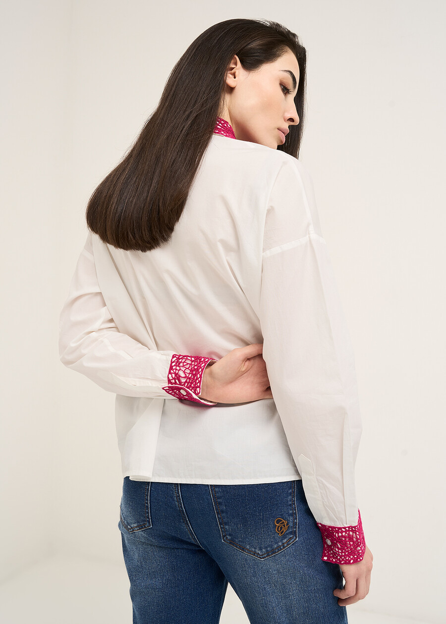 Cecilia cotton and lace shirt BIANCO WHITE Woman , image number 4
