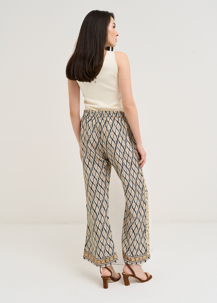 Pier printed capri trousers NERO BLACK Woman , image number 5