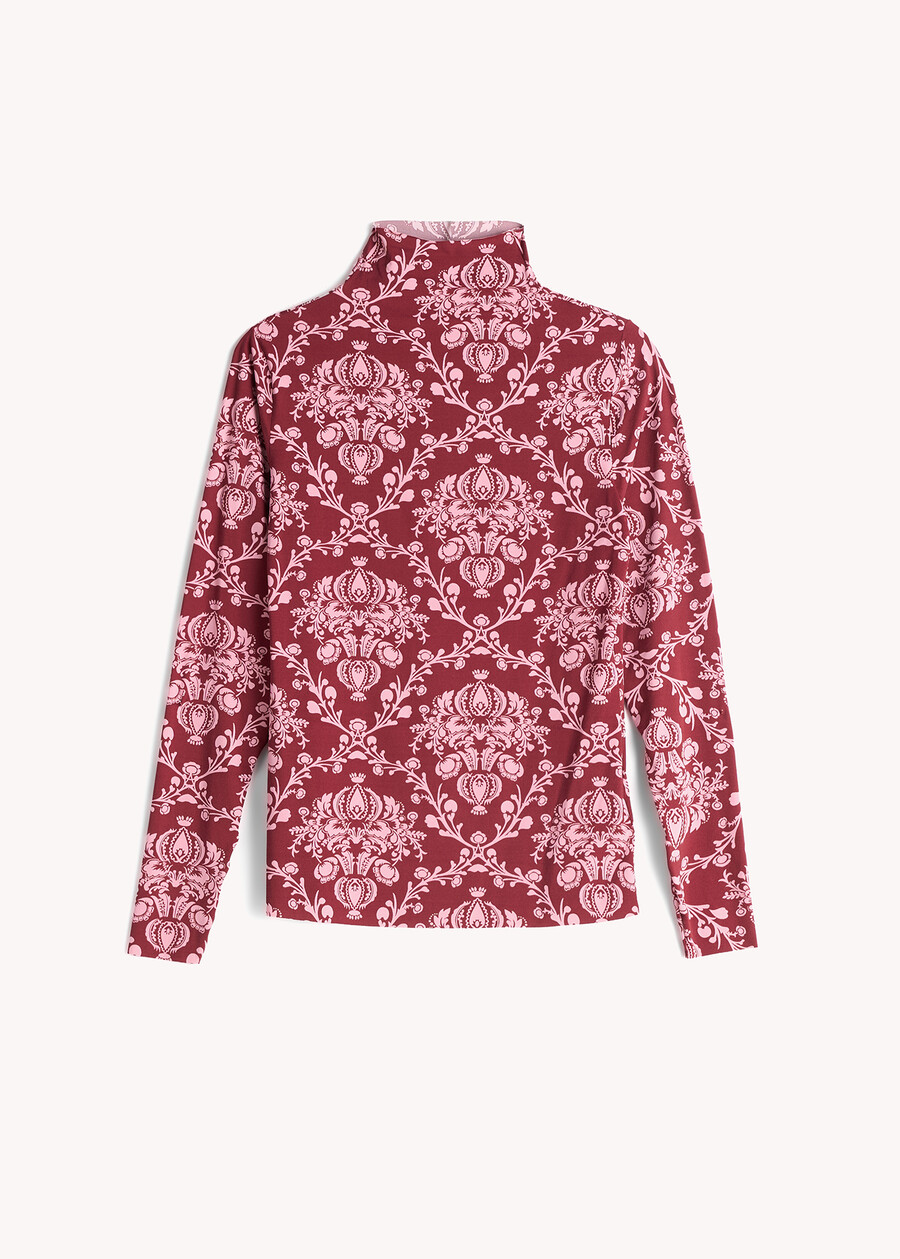 Stef printed high-neck t-shirt ROSSO BORDEAUX Woman , image number 6