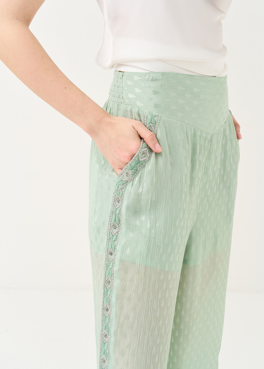 Paki wide viscose trousers VERDE Woman , image number 4