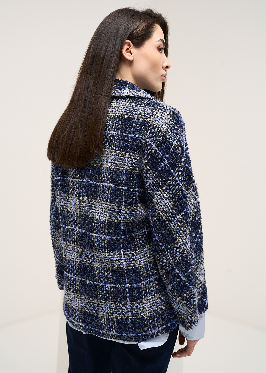 Carl checkered short coat BLU BLUE Woman , image number 4
