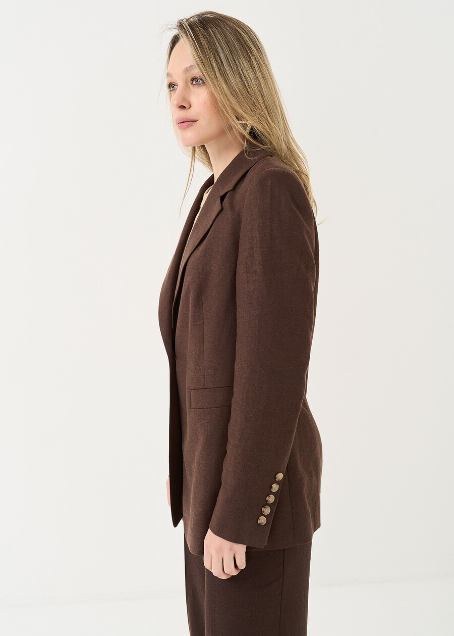 Geky single-breasted jacket MARRONEMABKSBLU Woman , image number 3