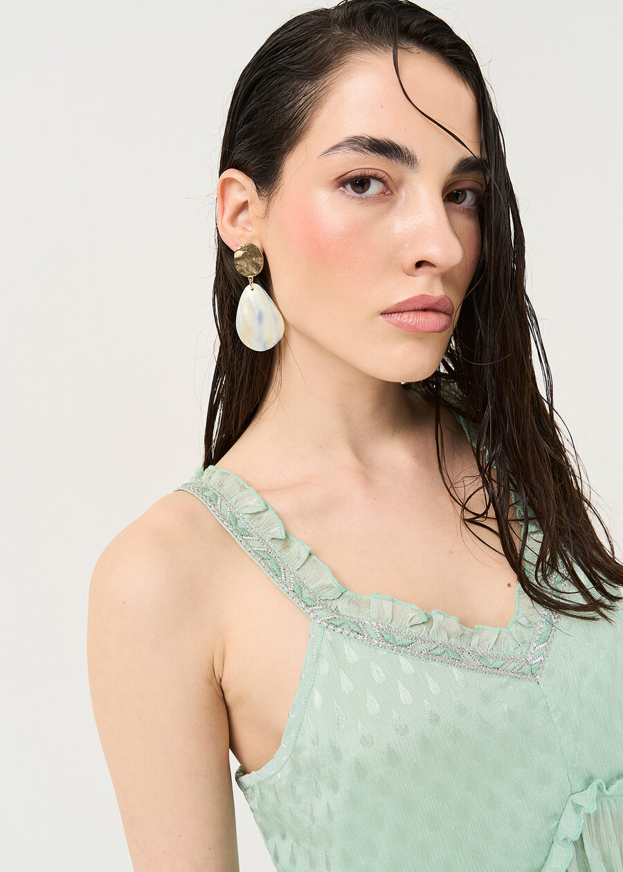 Tomas top with embroidery VERDE Woman , image number 2