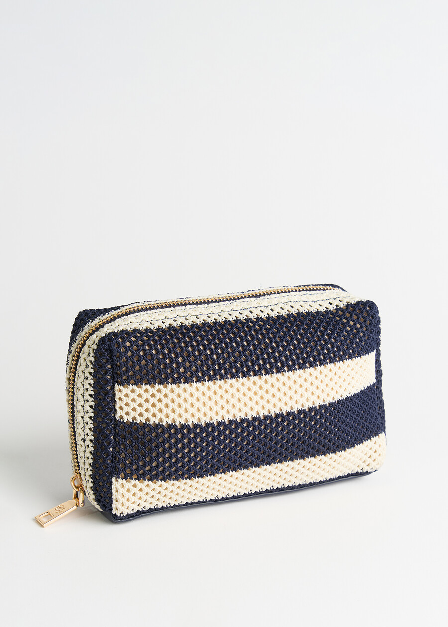 Bondy striped mesh beauty bag MARRONEBLU BLUE Woman , image number 1