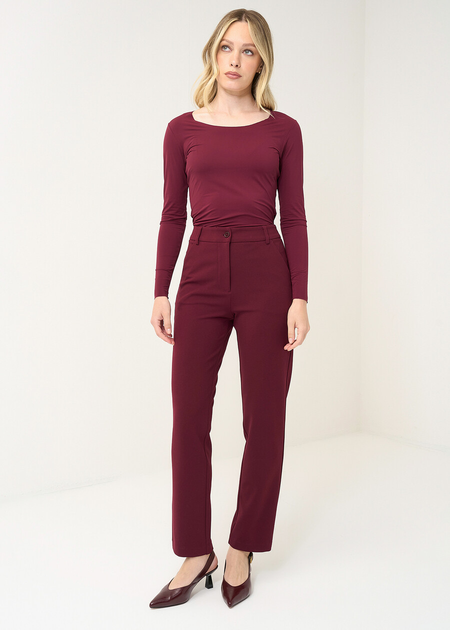 Alice pleated-texture trousers ROSSO BORDEAUXVERDE GARDENMARRONE Woman , image number 2