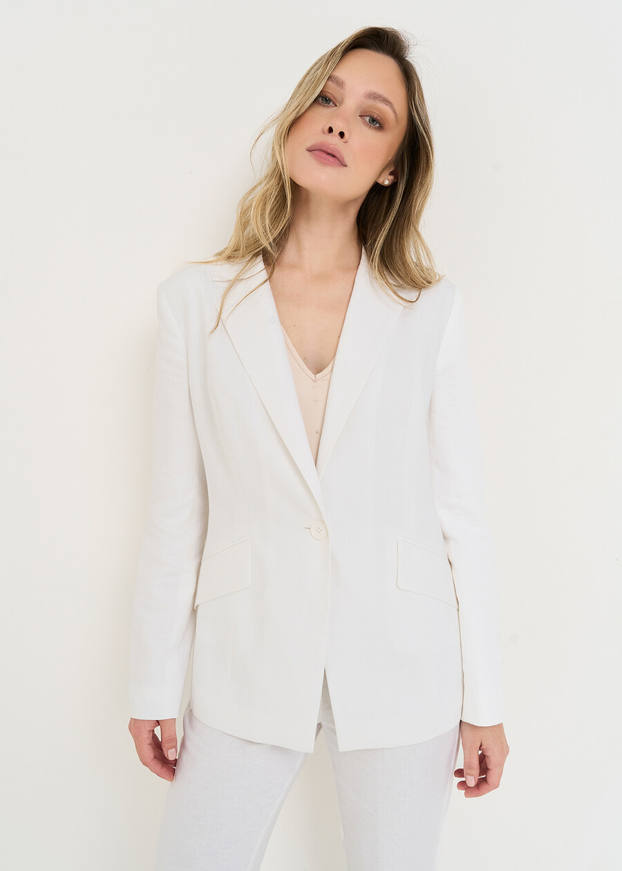 Gennifer linen blend jacket BLUROSABIANCO WHITEROSA FUCSIA Woman , image number 2
