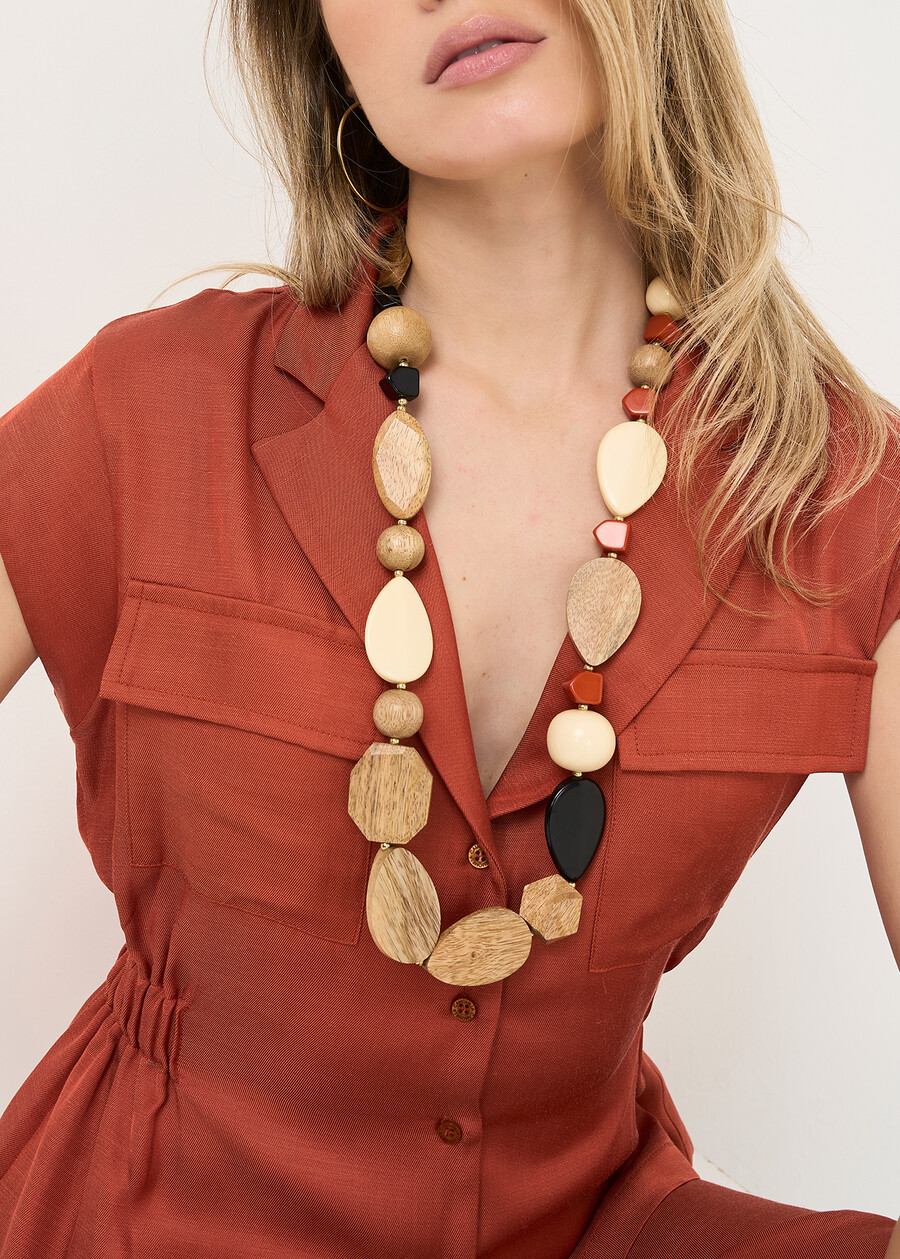 Gaylor wood and resin necklace MARRONE Woman , image number 1