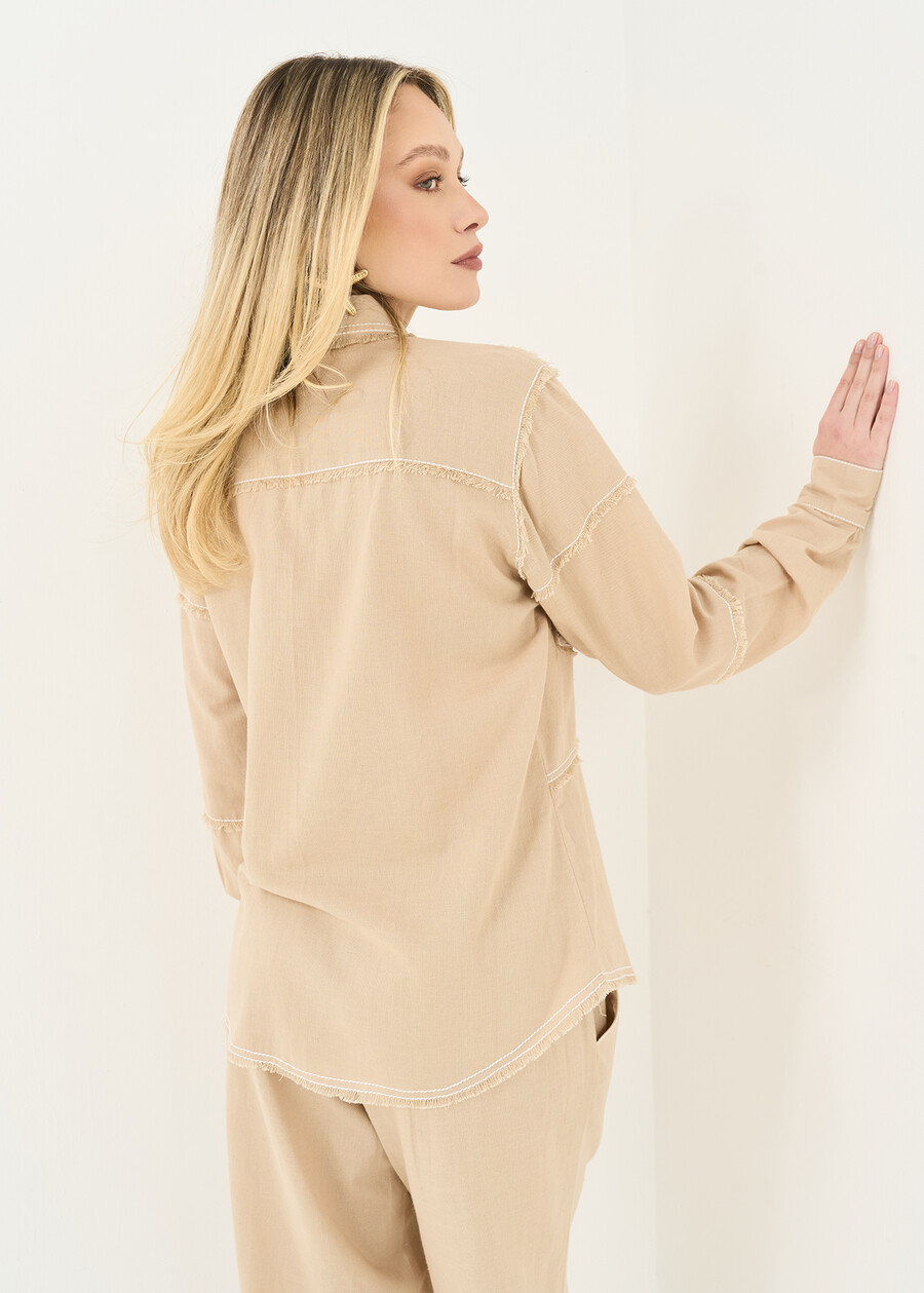 Carlotta linen and cotton blend shirt BEIGE Woman , image number 3