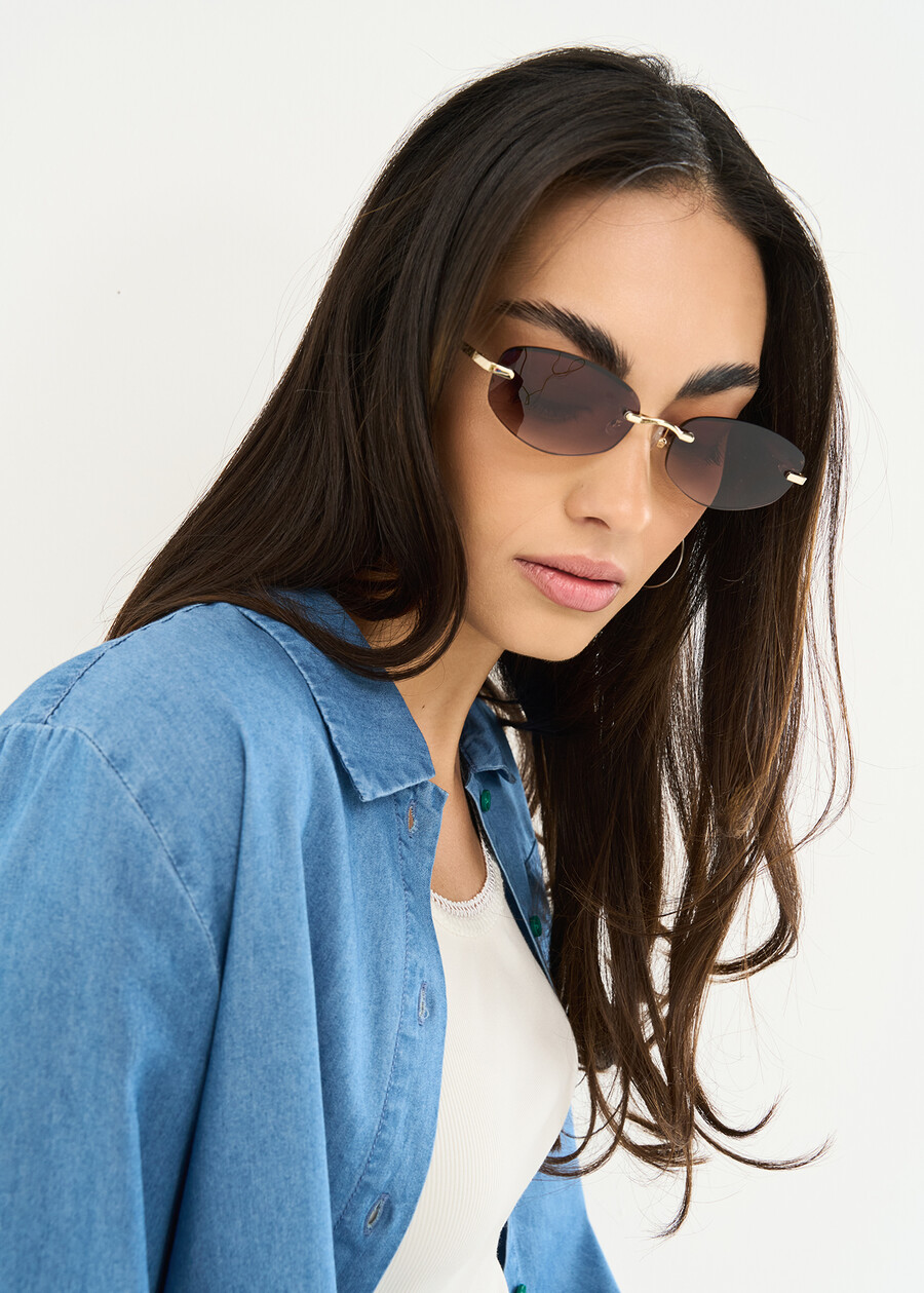 Light Gold metal rimless glasses GOLD Woman , image number 1