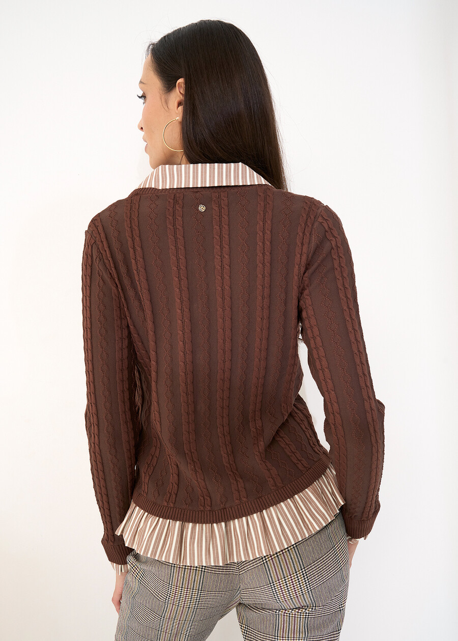Criss layered-effect cardigan MARRONEBLU Woman , image number 3