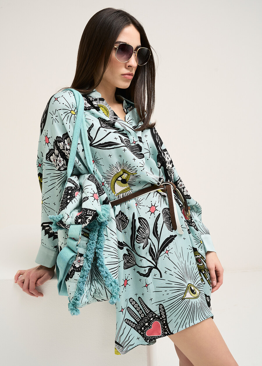 Cady long patterned shirt VERDE Woman , image number 1