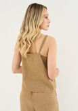 Trey linen blend top BEIGE Woman image number 3