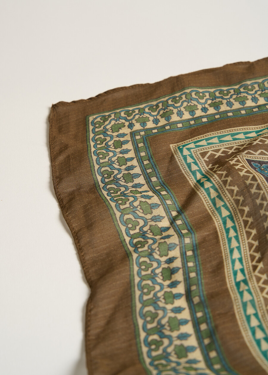 Selma block print scarf VERDEMARRONEBLU Woman , image number 3