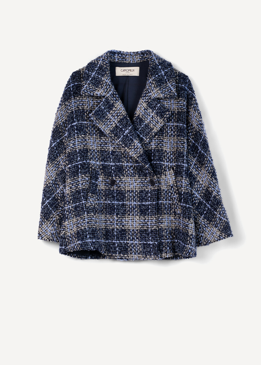 Carl checkered short coat BLU BLUE Woman , image number 5