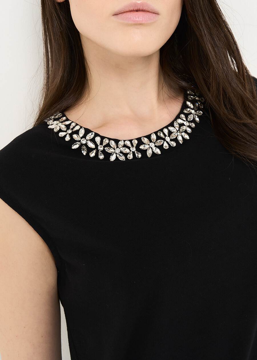 Tobia top with jewel neckline NERO BLACK Woman , image number 2