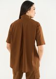 Claid cotton blouse with front pleat MARRONEBIANCO WHITE Woman image number 3