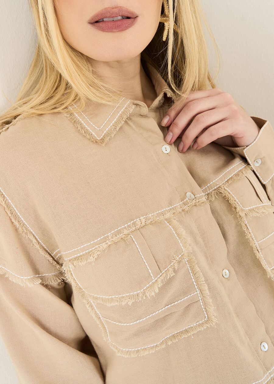 Carlotta linen and cotton blend shirt BEIGE Woman , image number 2