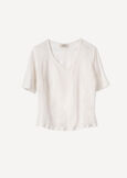 Skyper linen V-neck T-shirt BEIGEMARRONEBIANCO WHITE Woman image number 5