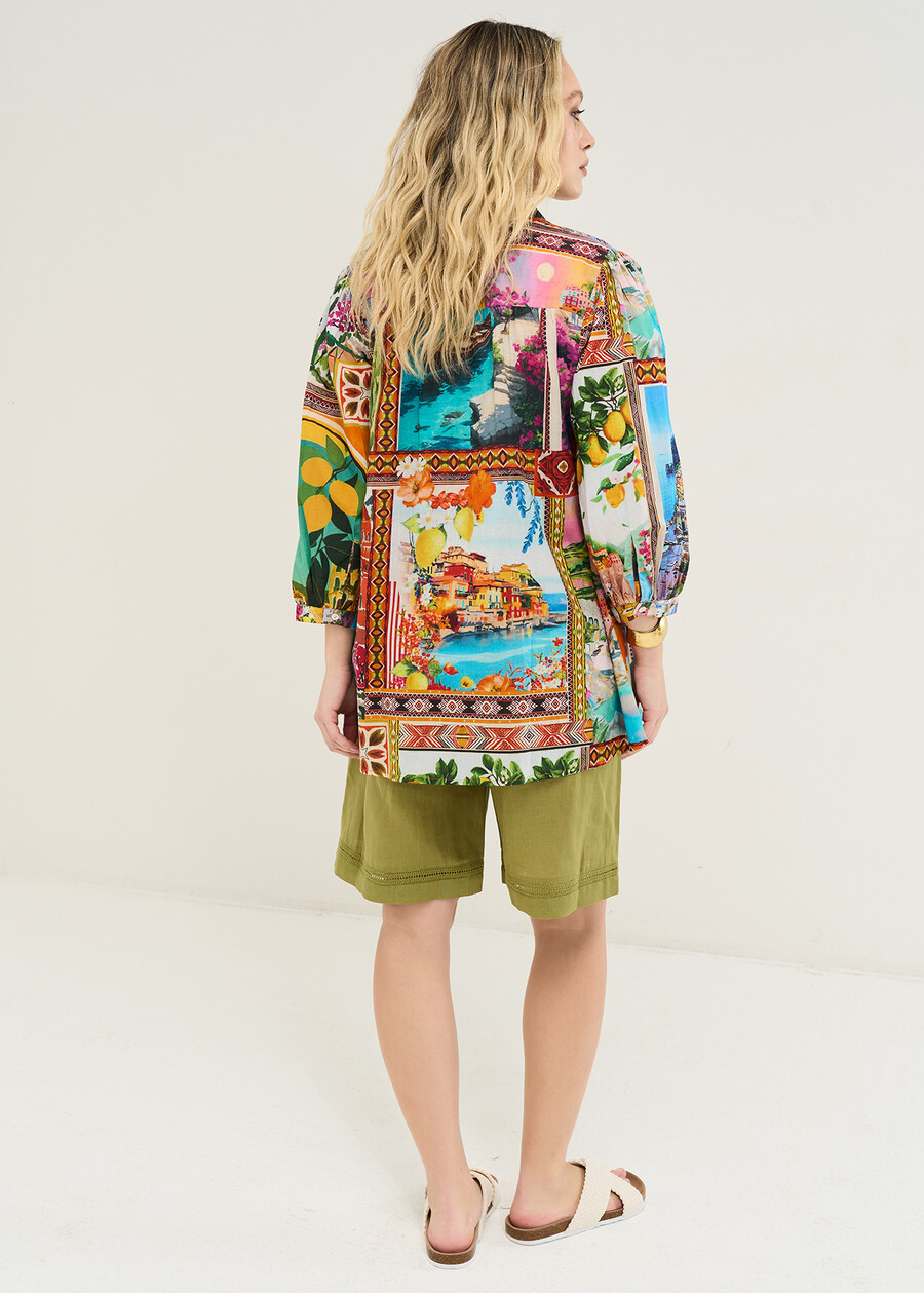 Carola printed cotton shirt GIALLO MANGO Woman , image number 3