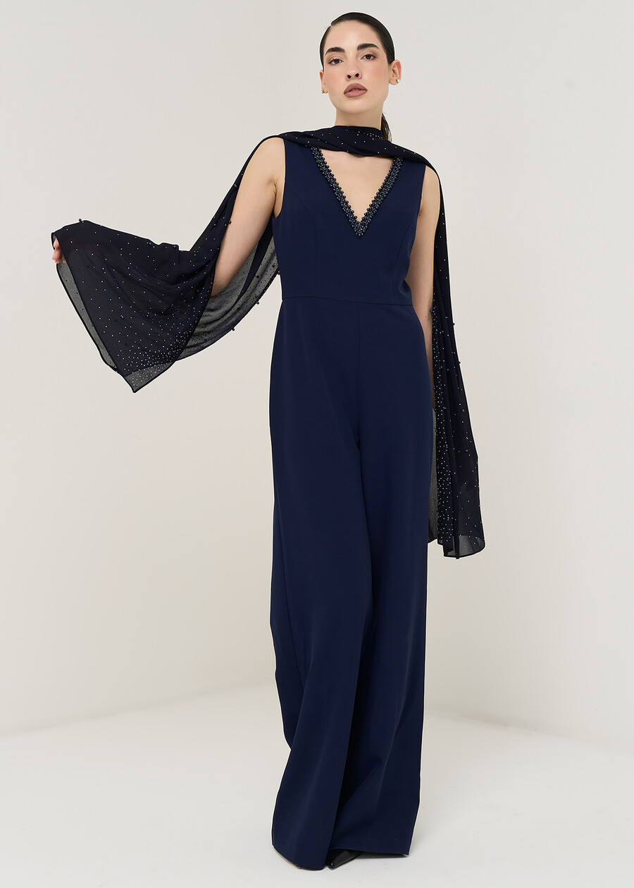 Tailor jumpsuit with beads BLU MIDNIGHT Woman , image number 1