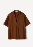 Claid cotton blouse with front pleat MARRONEBIANCO WHITE Woman image number 5