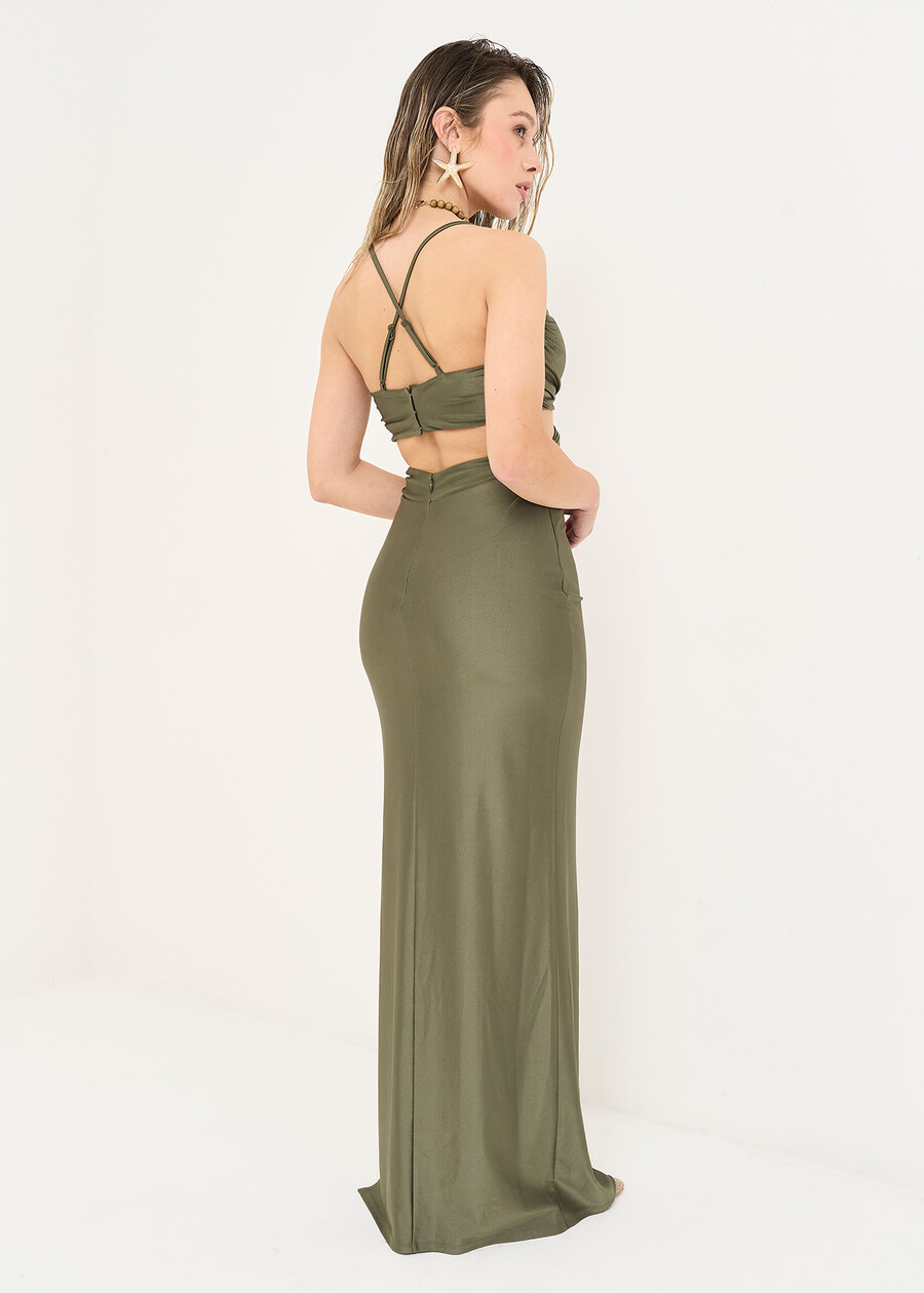 Aciko long dress with knot VERDE Woman , image number 4
