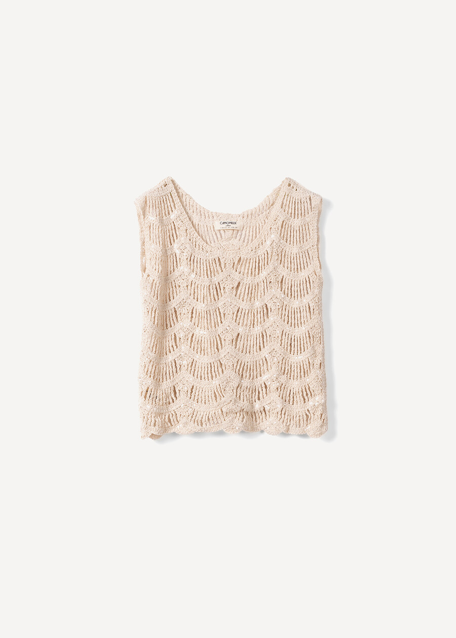 Thandra sleeveless knit top BEIGE LIGHT BEIGE Woman , image number 4