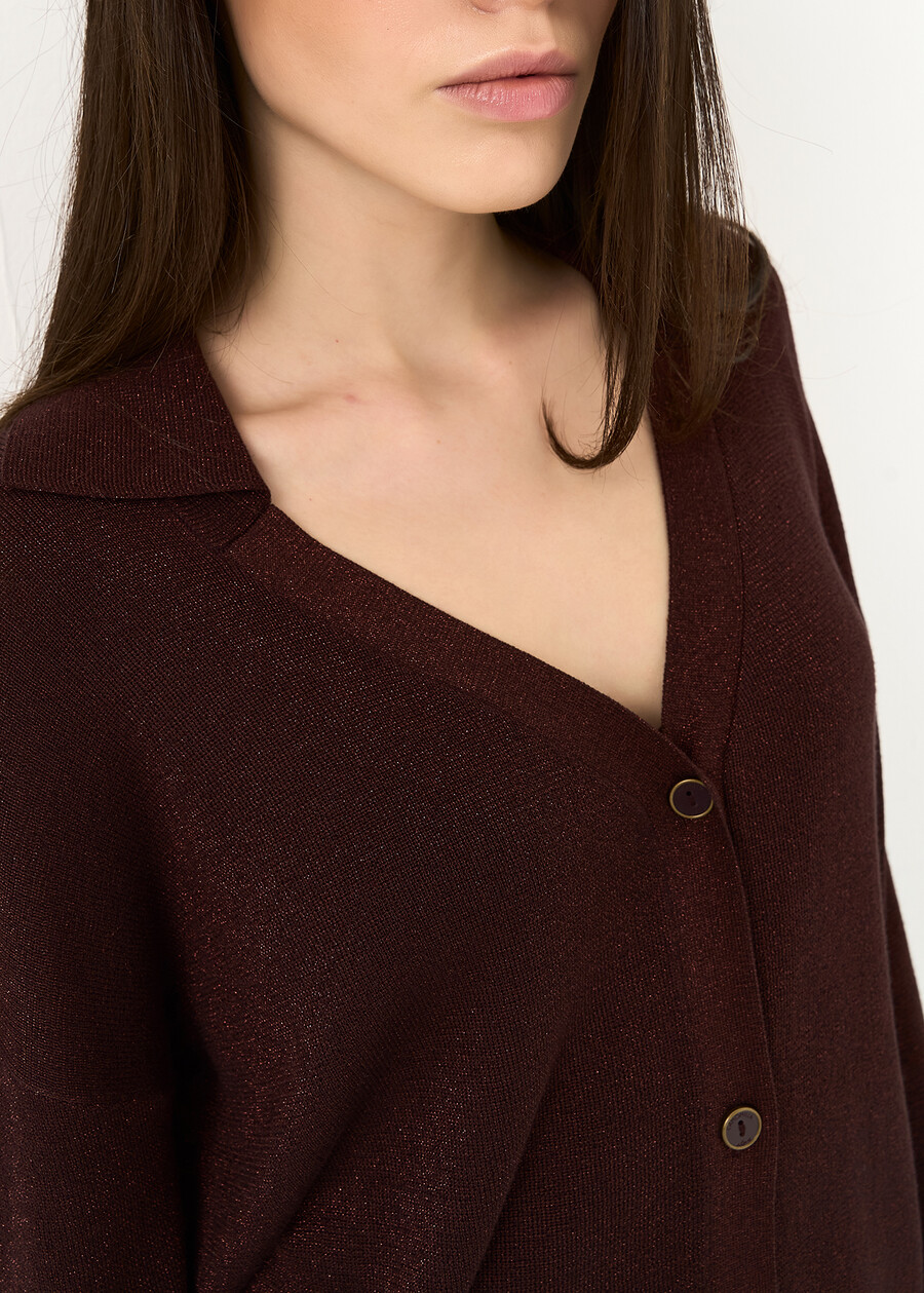 Cliff long lurex cardigan MARRONE Woman , image number 3