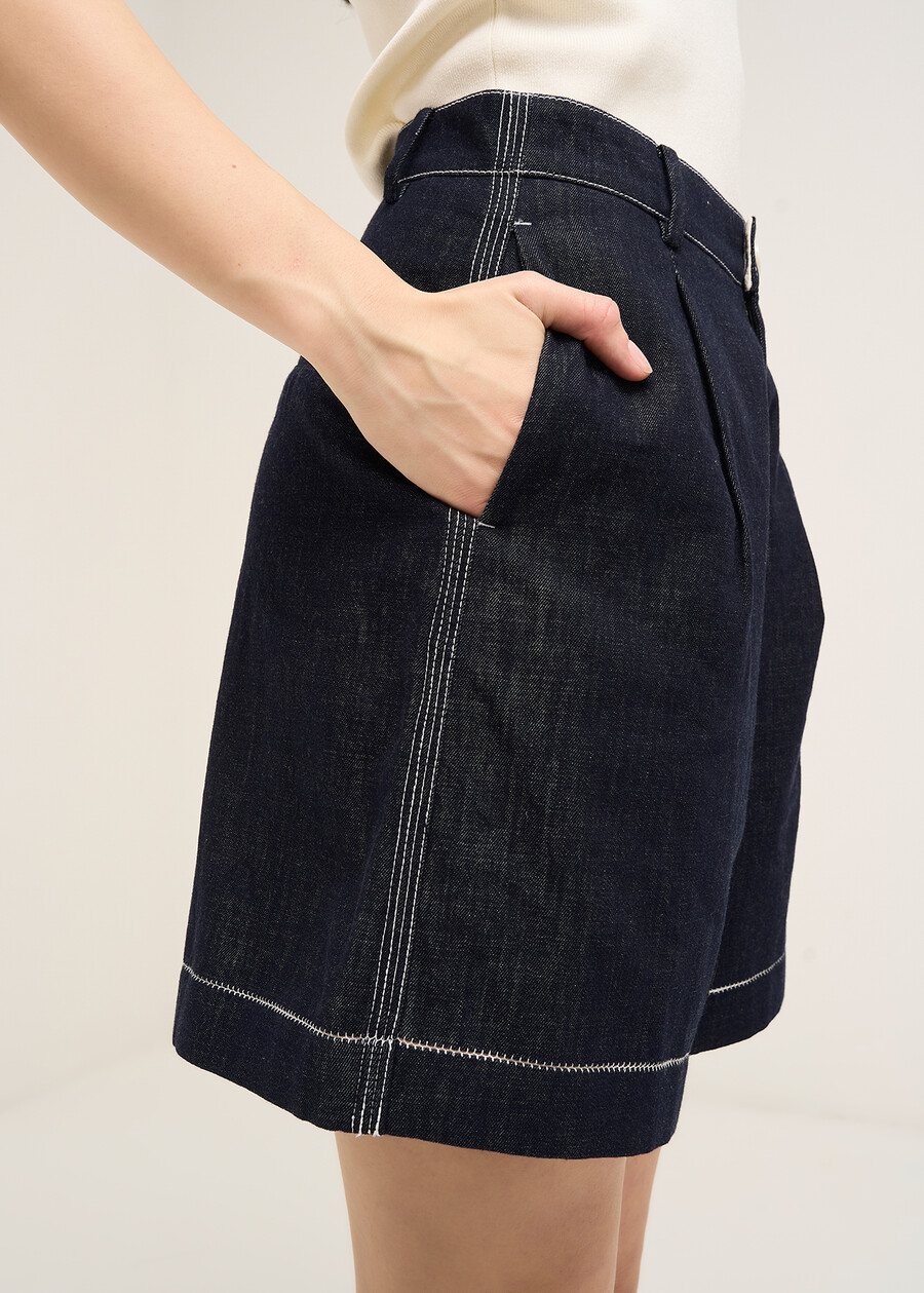 Birond light denim bermuda DENIM DARK DENIMBIANCO WHITE Woman , image number 3