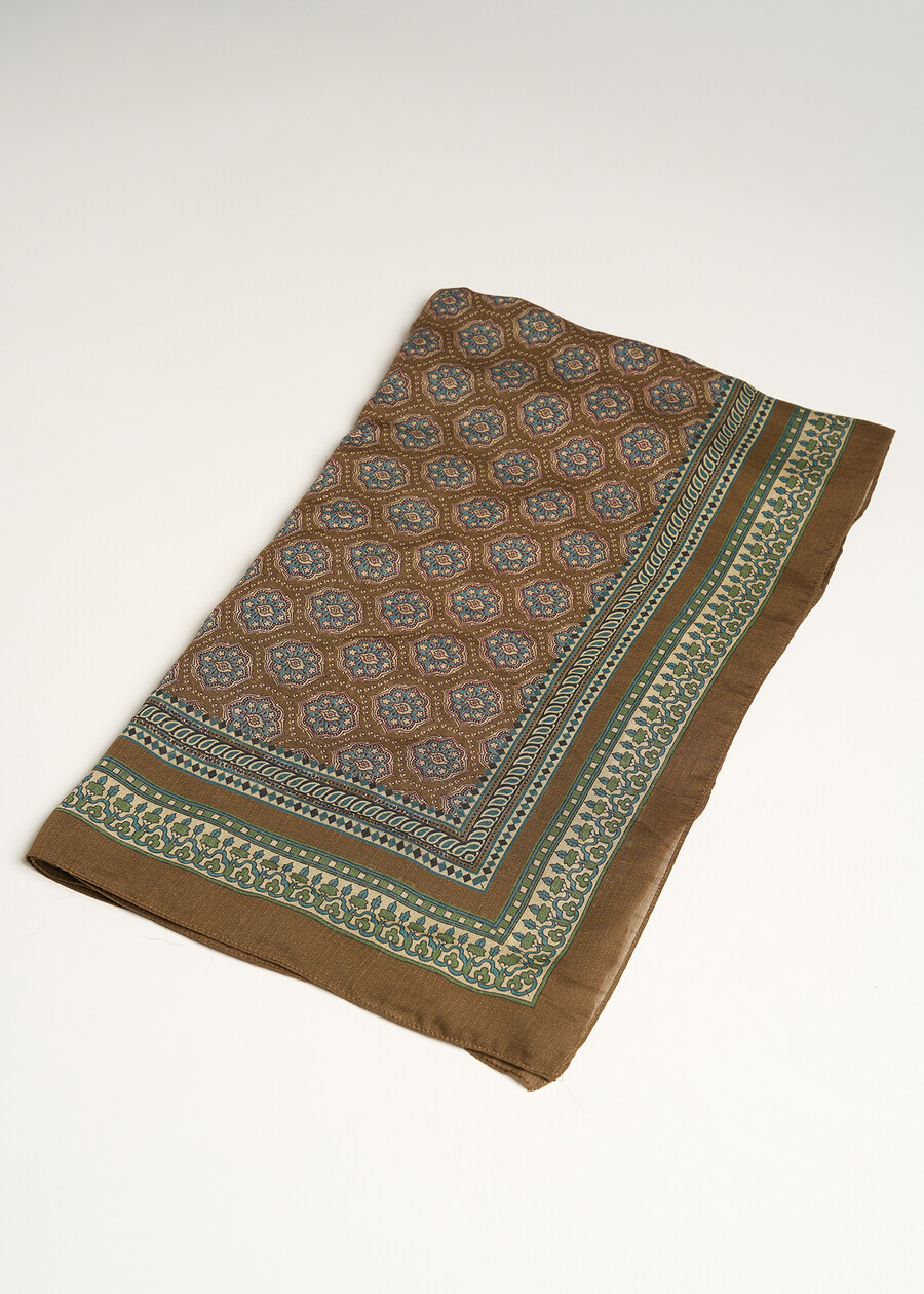 Selma block print scarf VERDEMARRONEBLU Woman , image number 1