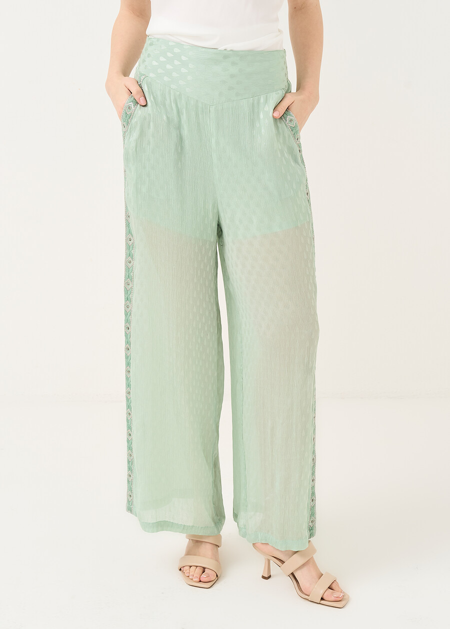 Paki wide viscose trousers VERDE Woman , image number 3