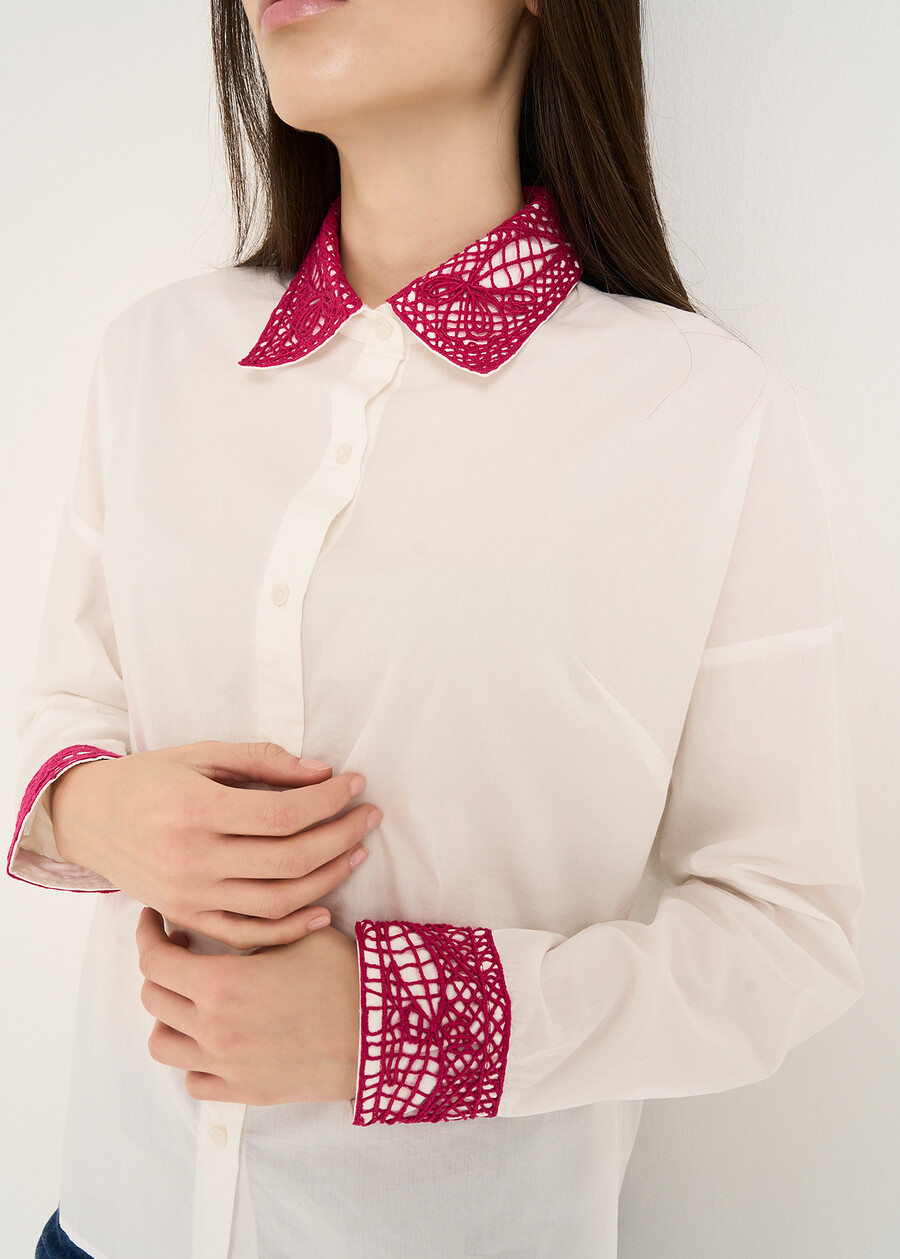 Cecilia cotton and lace shirt BIANCO WHITE Woman , image number 3