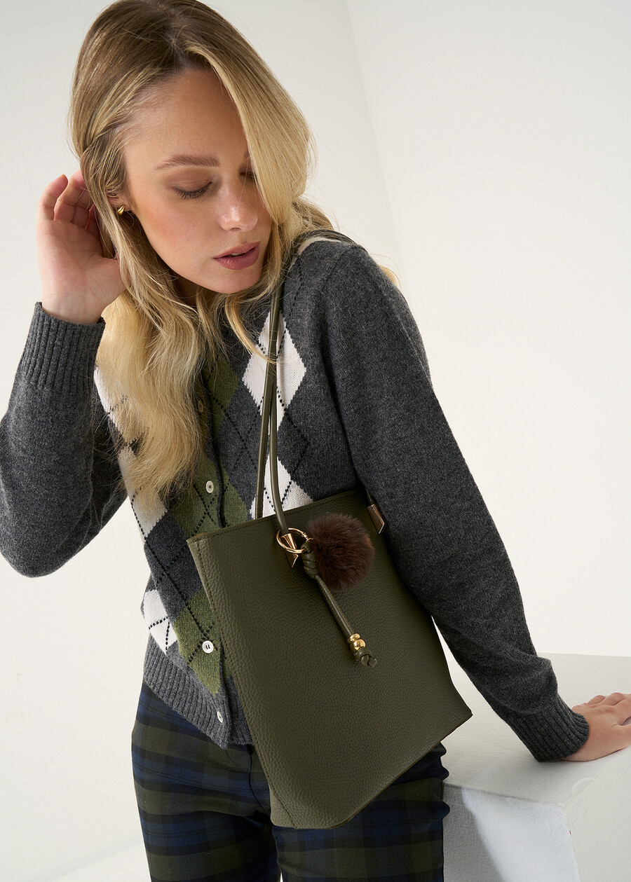 Bay shopper with pom-pom charm VERDENERO Woman , image number 1