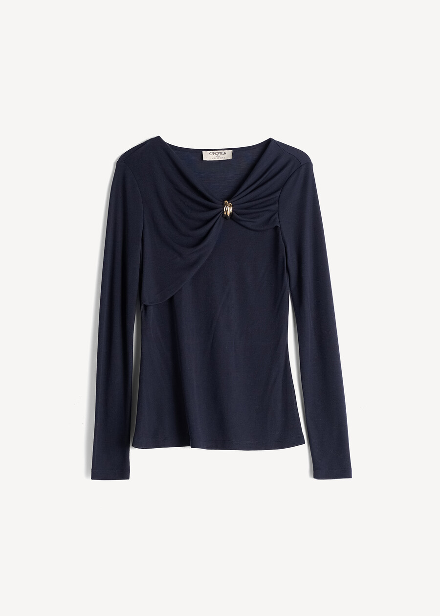 Send asymmetric draped jersey top BLU Woman , image number 5